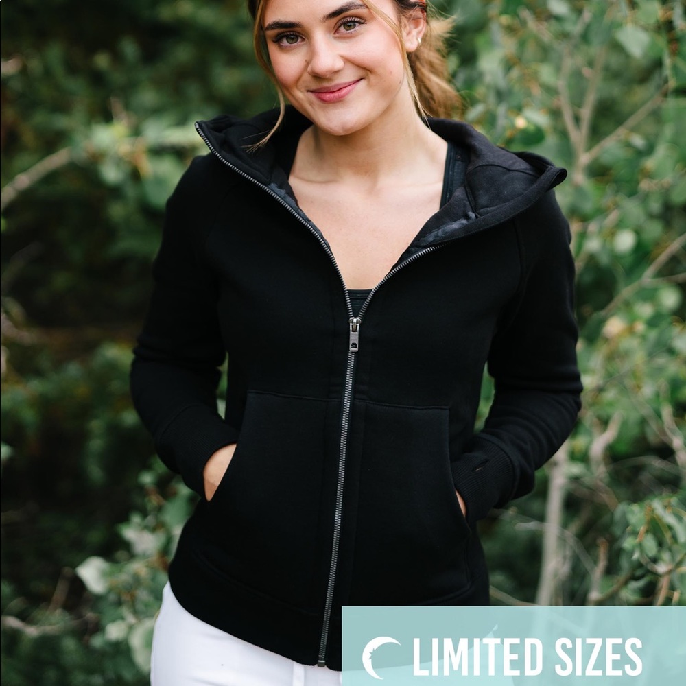 Black zipper Zyia hoodie sweatshirt